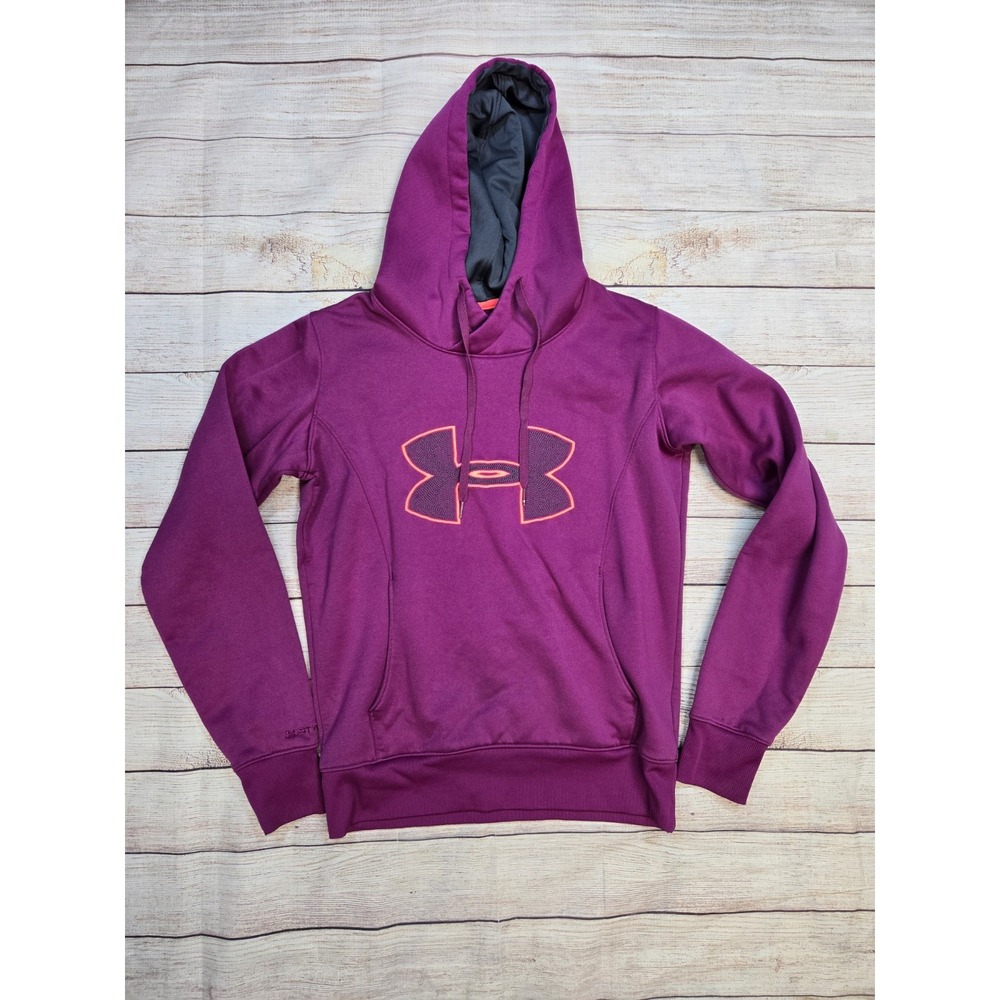 Under Armour Women's Purple Fleece Hoodie ColdGear Semi Fitted Size Small